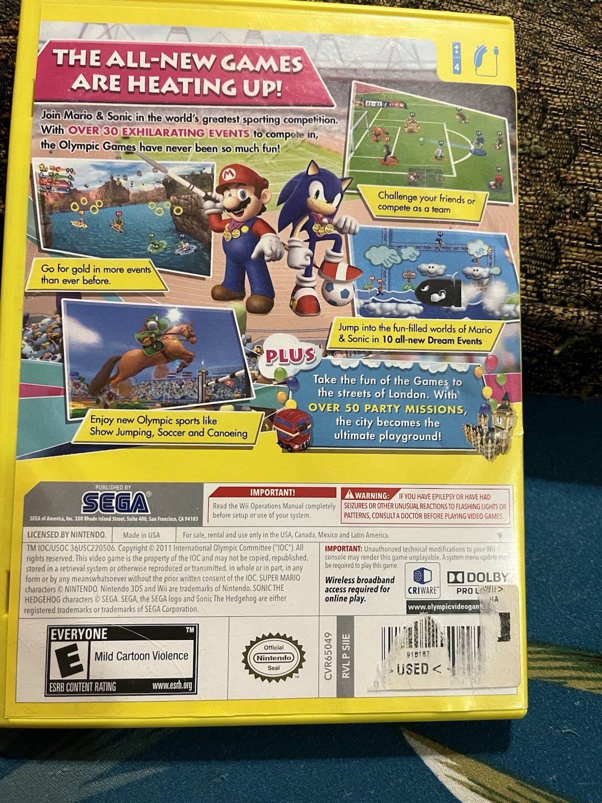 SEGA Mario & Sonic London 2012 Olympic Games Wii E NTSC-U/C 2011 Manual