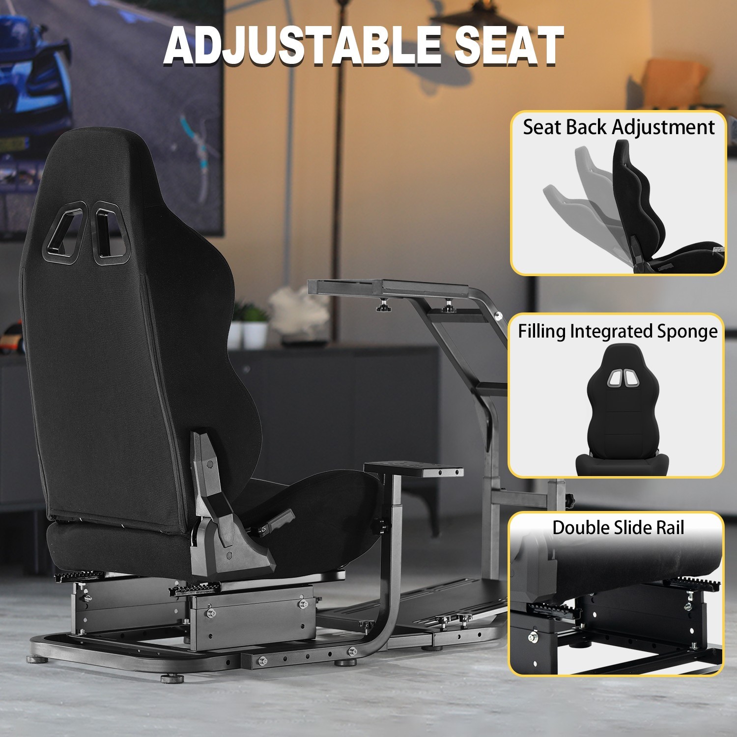 Marada Racing Simulator Cockpit G29 Wheel Stand With Seat Fit Logitech G920 G923