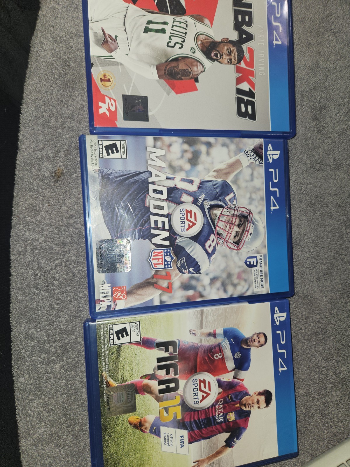 (Lot of 3 ) PS4 Games) NBA 2K18, MADDEN17,FIFA15