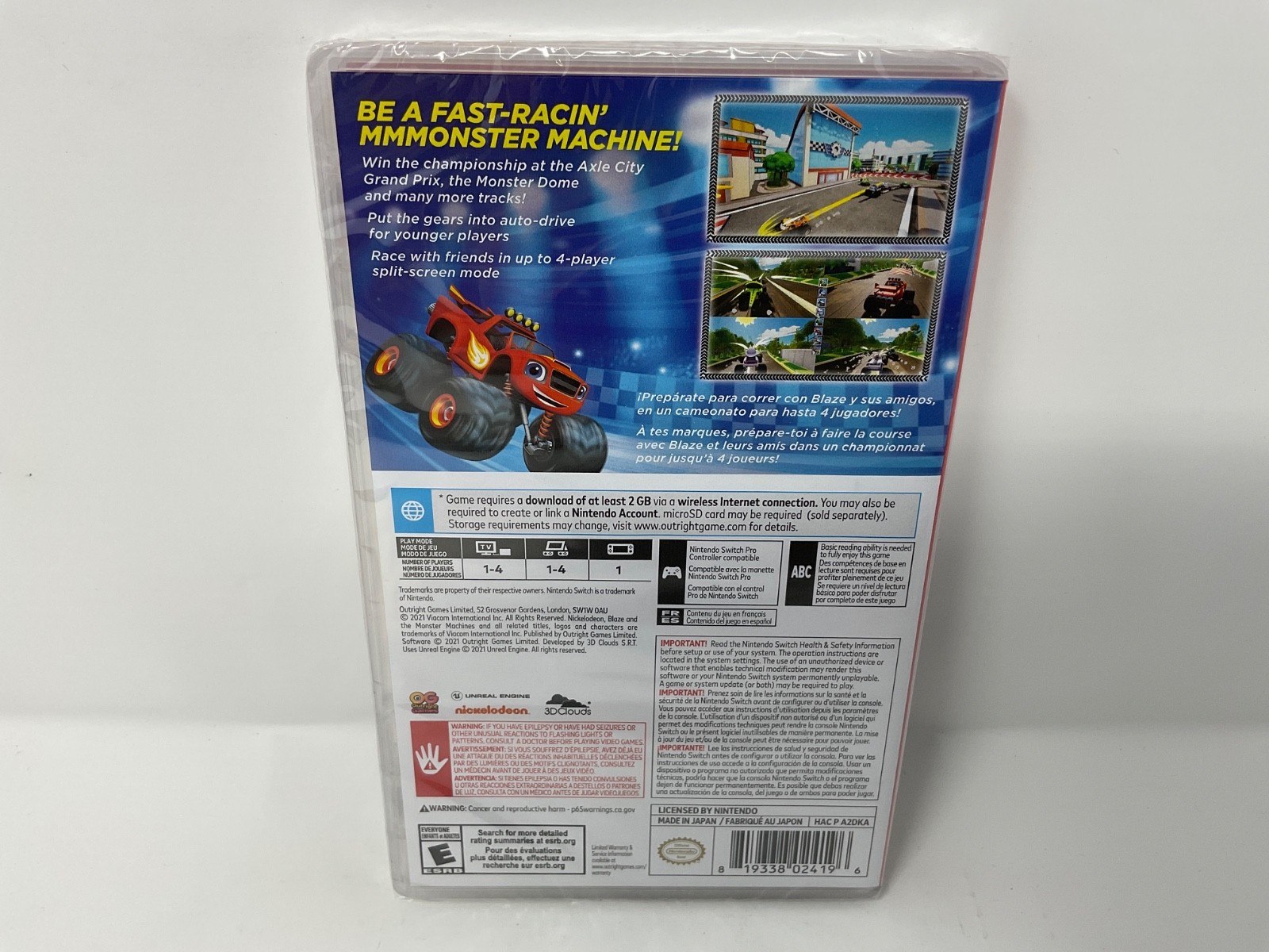 Blaze and the Monster Machines Axle City Racers Nintendo Switch NO GAME CARD