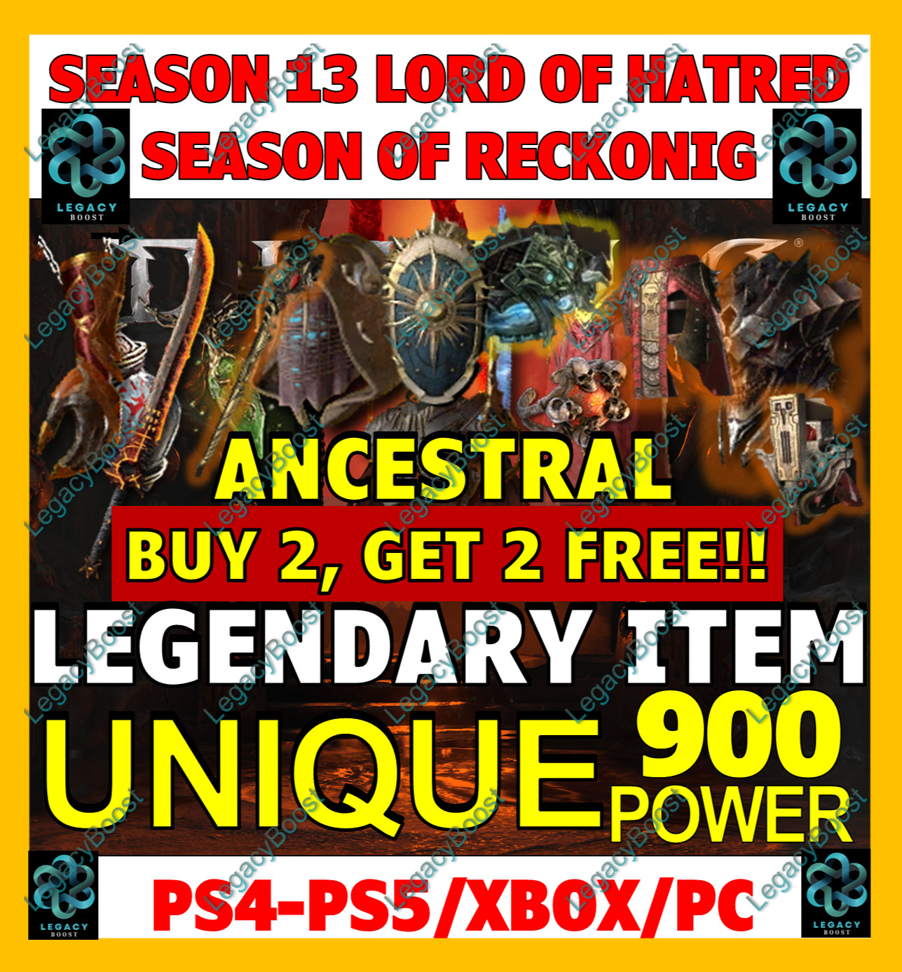🔥 DIABLO 4 IV✨ALL UNIQUES ITEMS✨ 900✨SEASON 13 LORD OF HATRED✨PC PS XBOX ✨