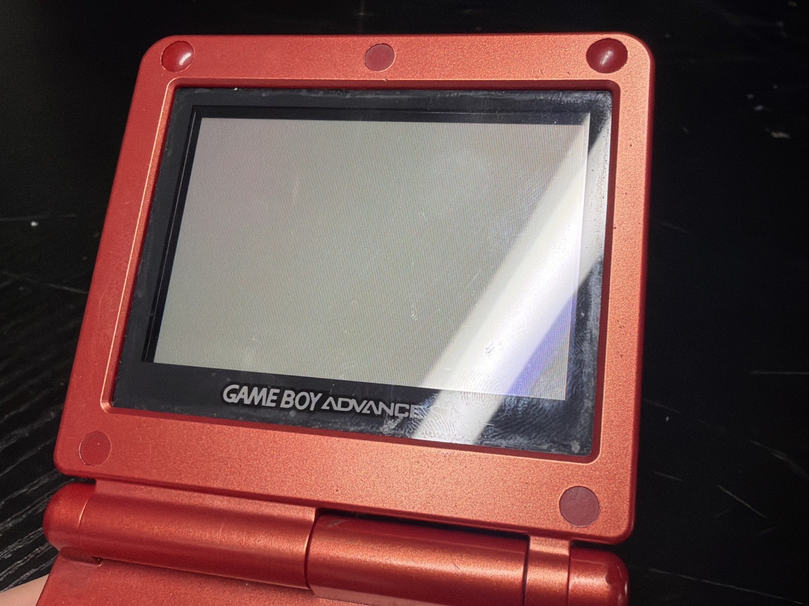 GBA SP Console Flame Red AGS-001 Nintendo Game Boy Advance Tested Good Shape