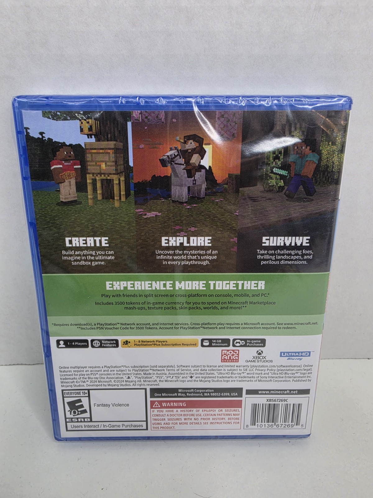 Minecraft PS5 PlayStation 5 Game Brand New Factory Sealed + 3500 Tokens