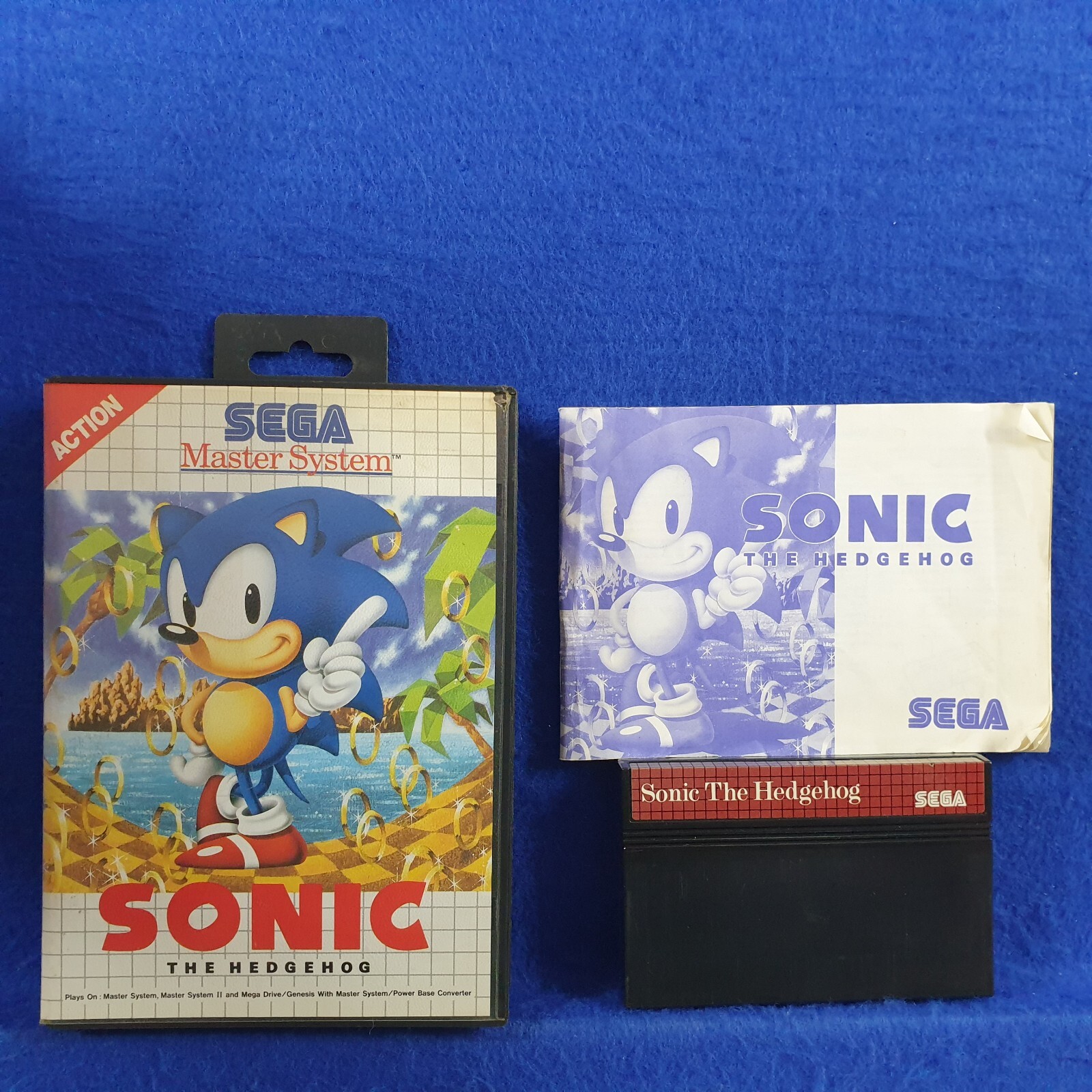 Master System SONIC THE HEDGEHOG *y Boxed & Manual PAL REGION FREE (Works in US)