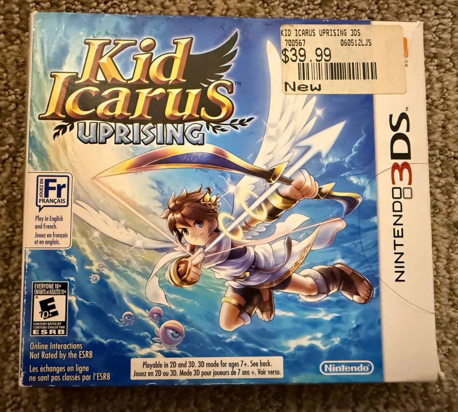 Kid Icarus: Uprising Nintendo 3DS (2012) CIB no stand/AR cards NTSC-U/C