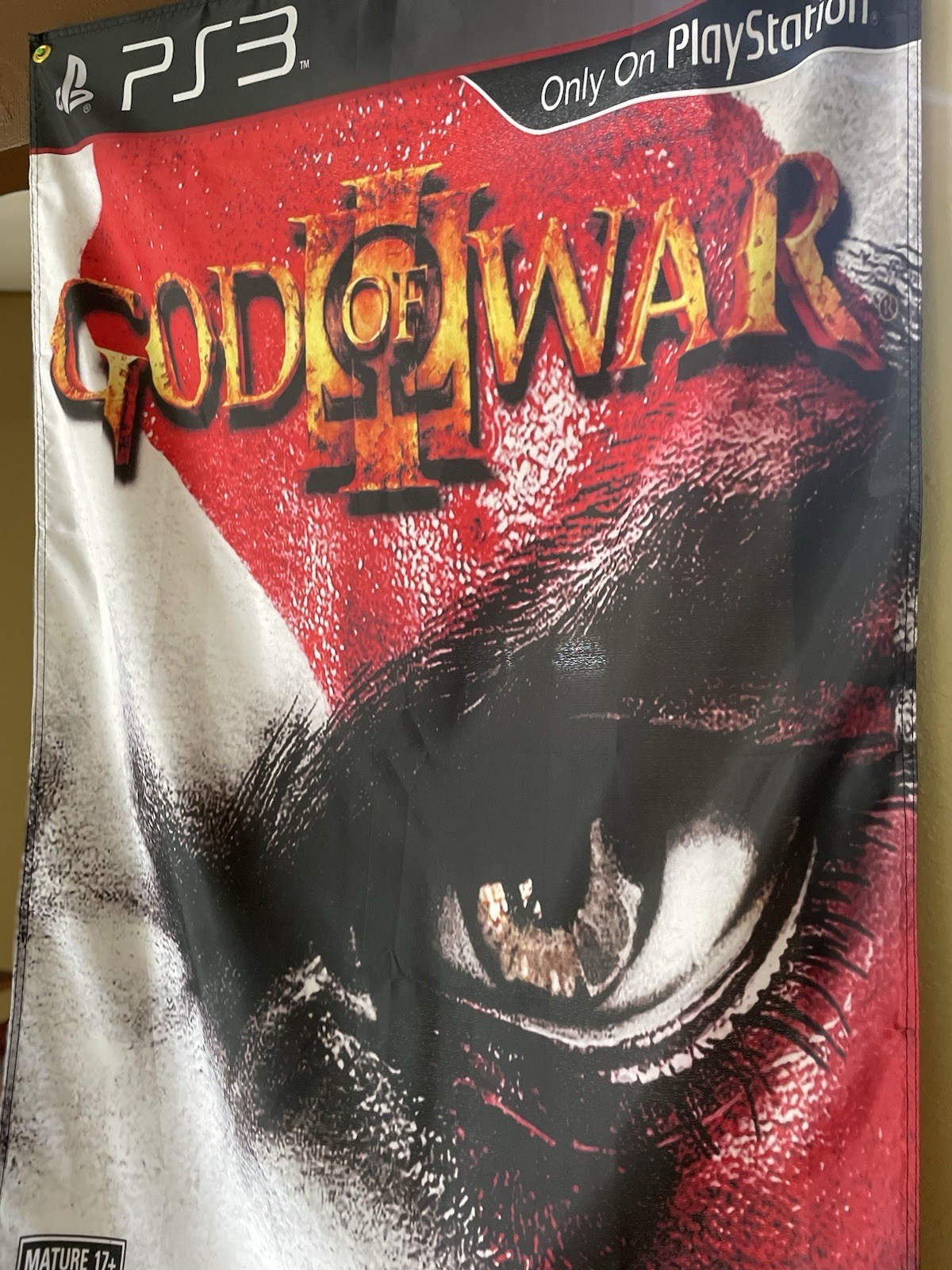 God Of War III 5′ Flag Banner Poster Sony PlayStation 3 PS3 2010 Rated M Mature