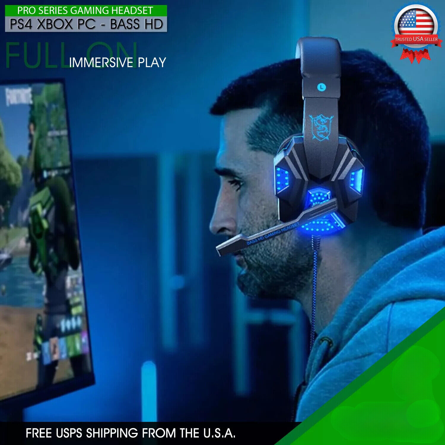 3.5mm Gaming Headset Mic for PS4 PS5 PC Xbox One Mic Stereo Bass Surround Sound