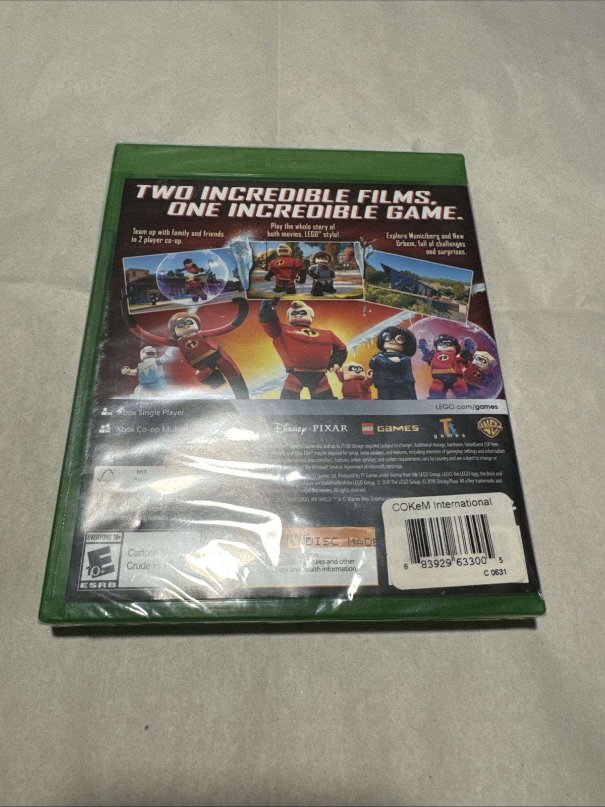 LEGO DISNEY PIXAR THE INCREDIBLES XBOX ONE US EDITION NEW FACTORY SEALED