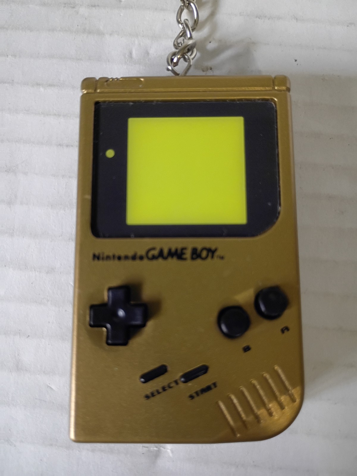 Nintendo Gameboy Classic keychain backpack clip charm tag plastic gold