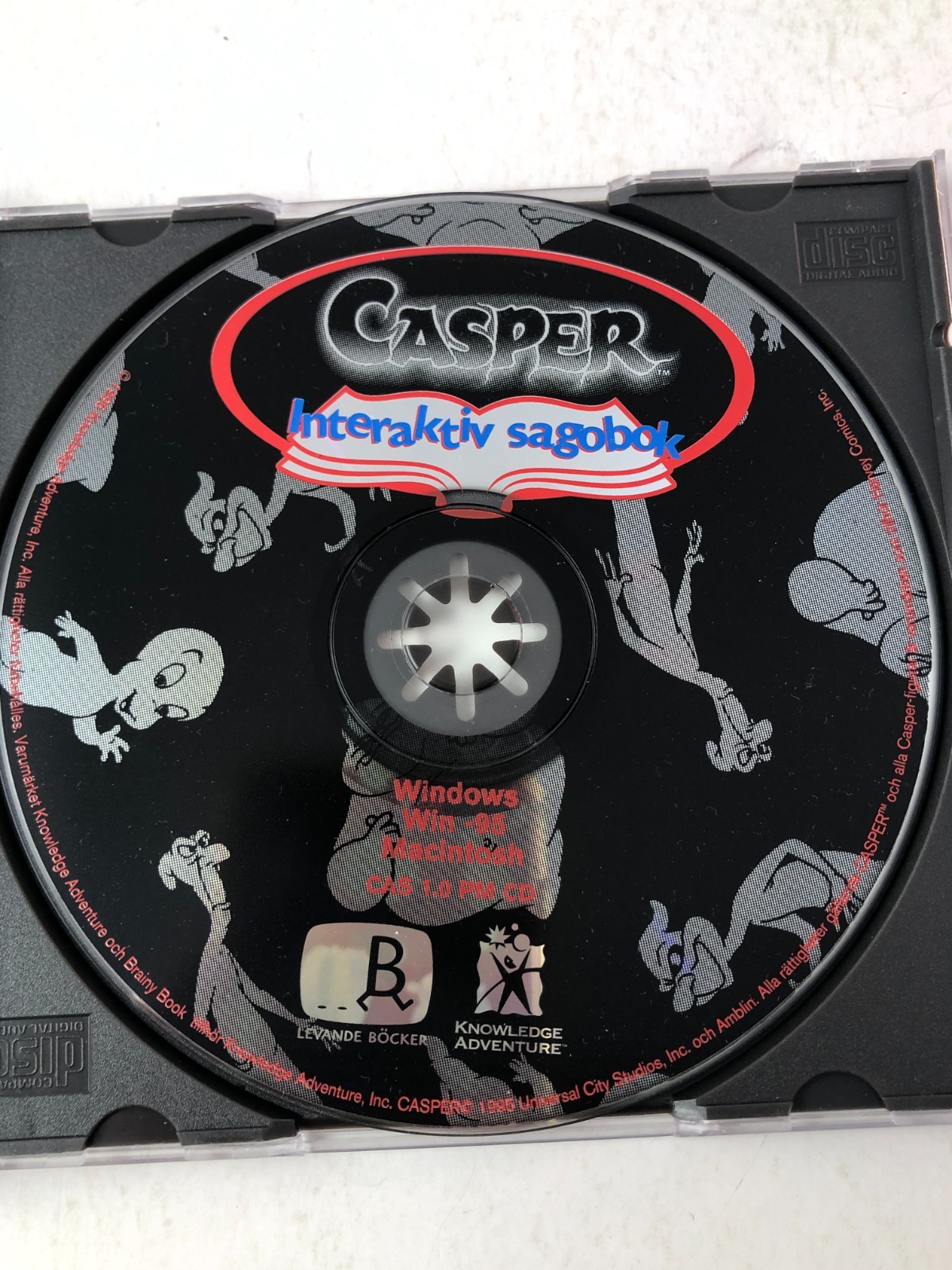 Casper Sagobok PC CD-ROM 1995 Levande Böcker Swedish Windows 95 Mac Retro