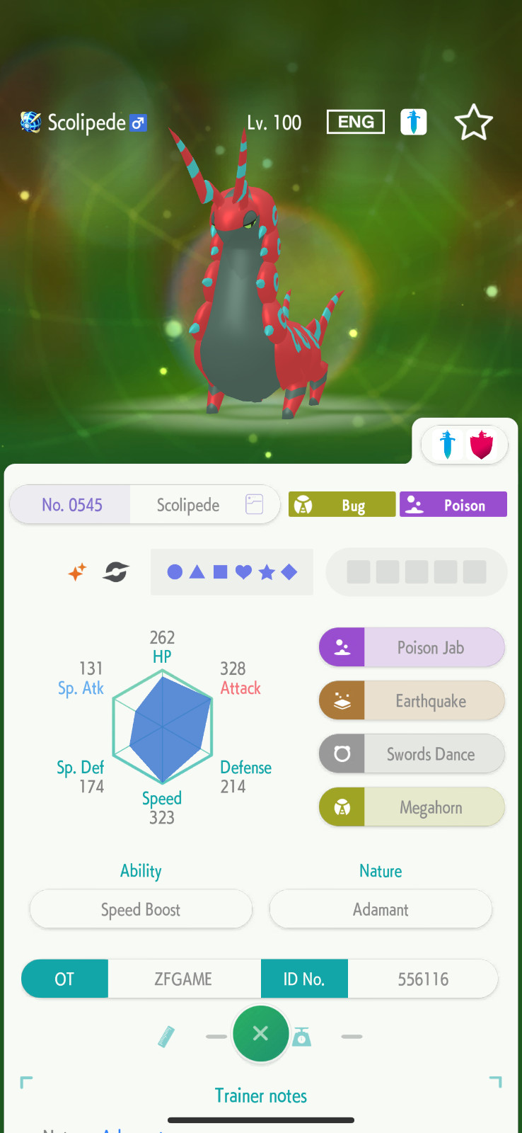 ✨6IV SHINY Scolipede + EVS🚀 POKEMON HOME✨Champions✨Online delivery⚡