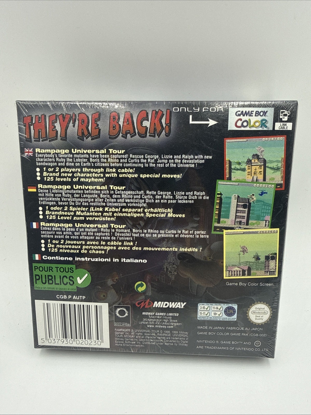 Rampage 2 Universal Tour – Nintendo Game Boy Color Boxed SEALED NEW RARE GEM
