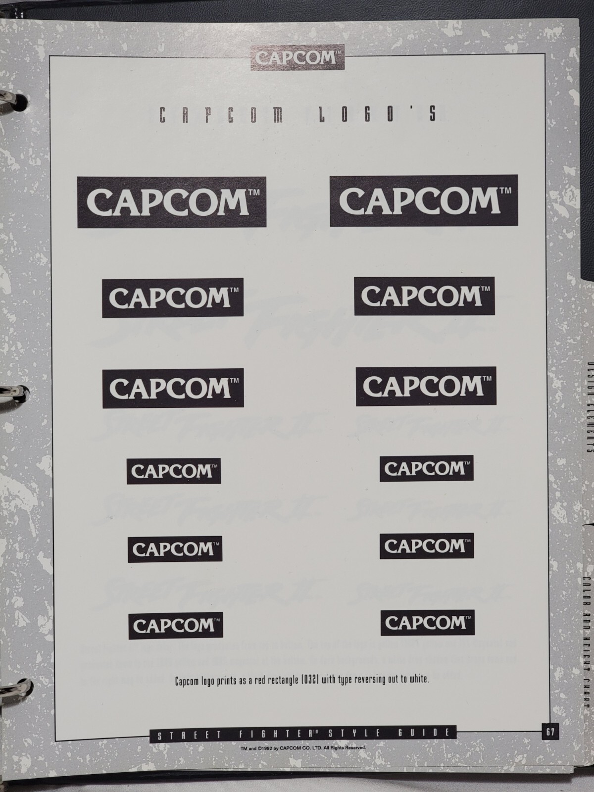 Street Fighter II Capcom Style Guide 1992 Video Game Product Development Info