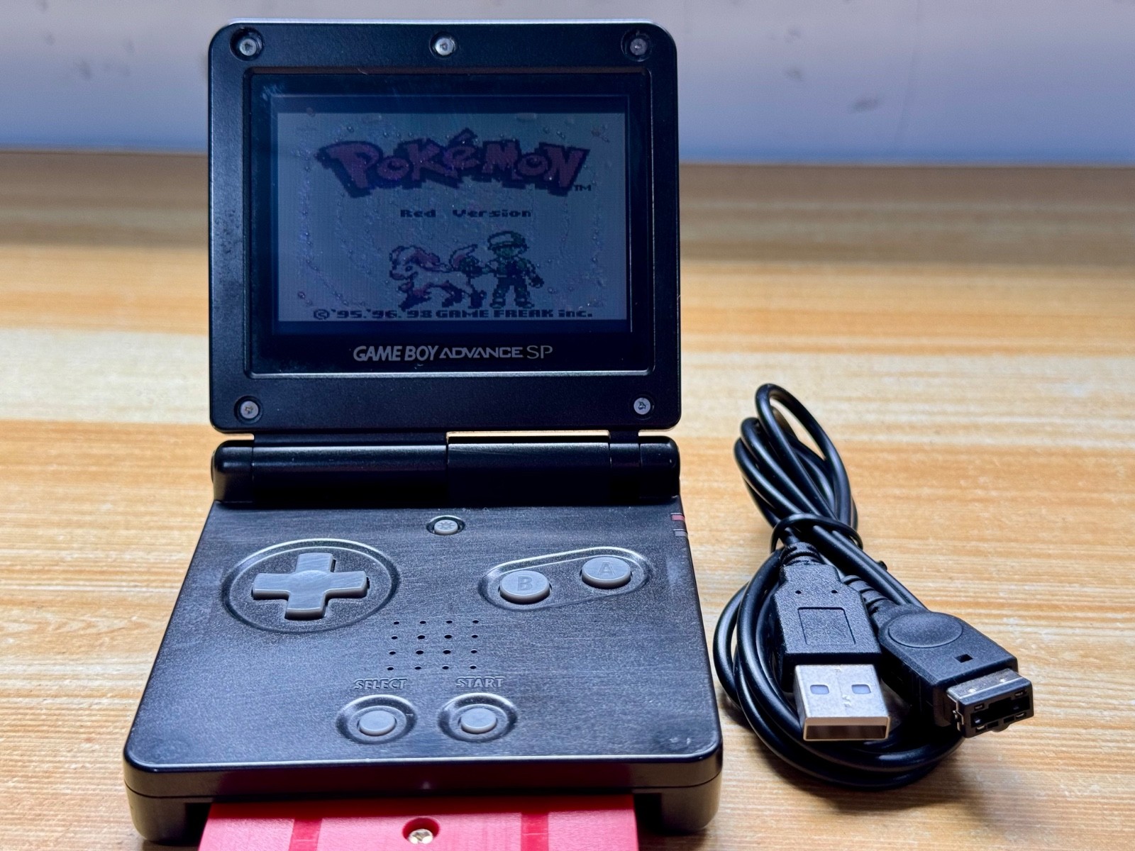 Nintendo Gameboy Advance SP AGS001 Onyx Black Handheld w/ USB Cable & Battery