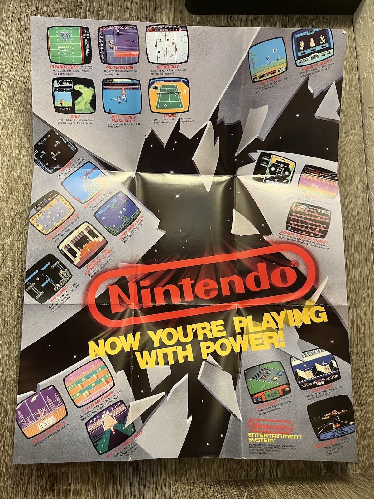 Vintage Nintendo NES ‘ Now Your Playing With Power ‘ Fold Out Poster Insert 1988