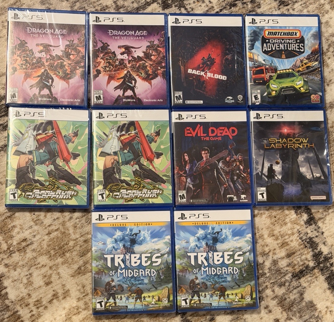 PS5 Games Bundle Lot Evil Dead, Shadow Labyrinth, Dragon Age, Bomb Rush, Sealed