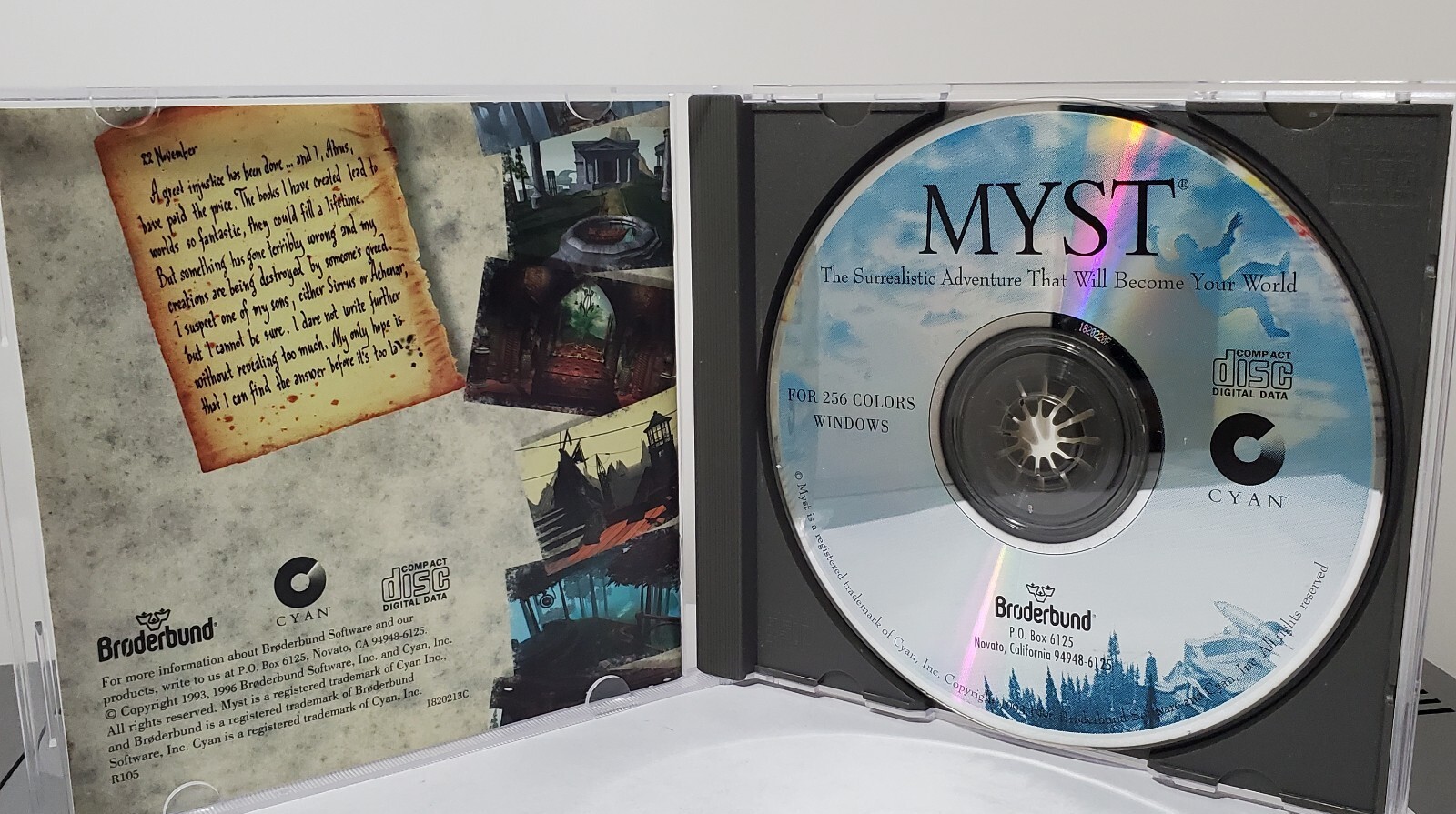 Myst CD-ROM Windows Big Box PC Game 1996 A Cyan Production Broderbund VTG