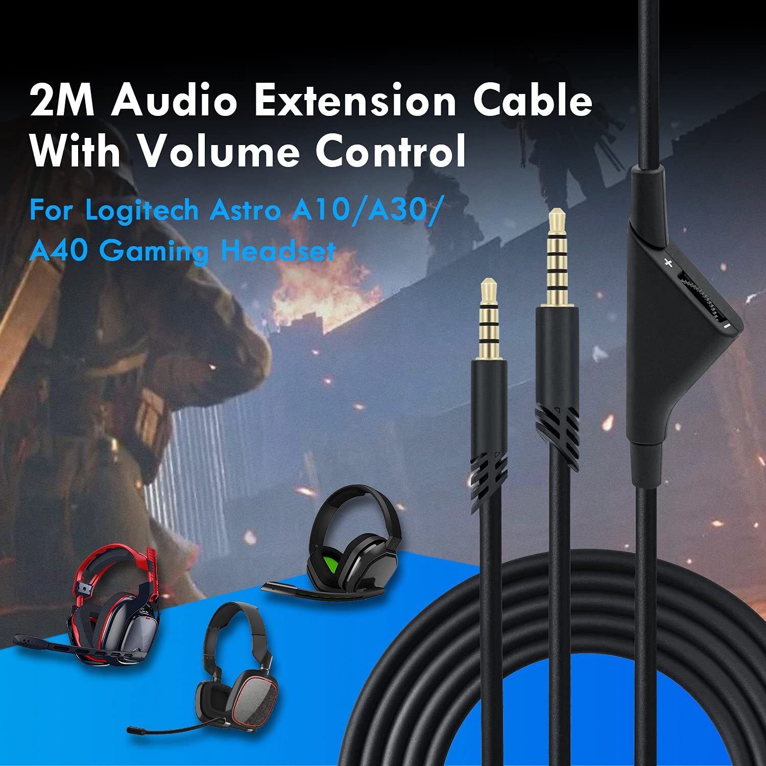 Gaming Headset Audio Cable Aux Chat 3.5MM Jack Cord For Astro A10 A40 G233 G433