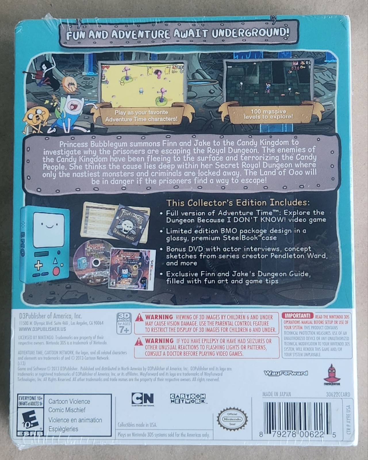 Adventure Time Explore The Dungeon Collectors Edition Steelbook Nintendo 3DS NEW