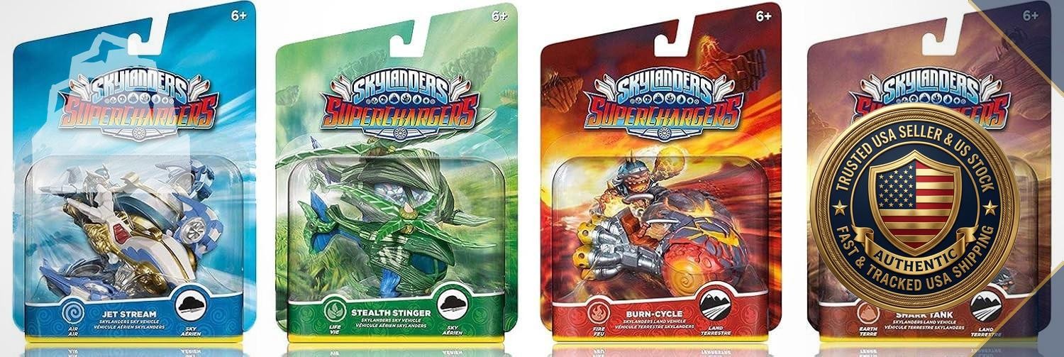 Skylanders Superchargers Vehicle 4-Pack Jet Stream Stealth Stinger Shark Tank