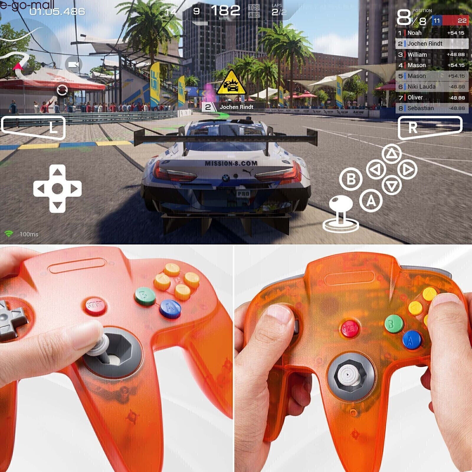 Classic N64 Controller Joystick Remote for N64 VideoGame N64 Console -Ice Orange
