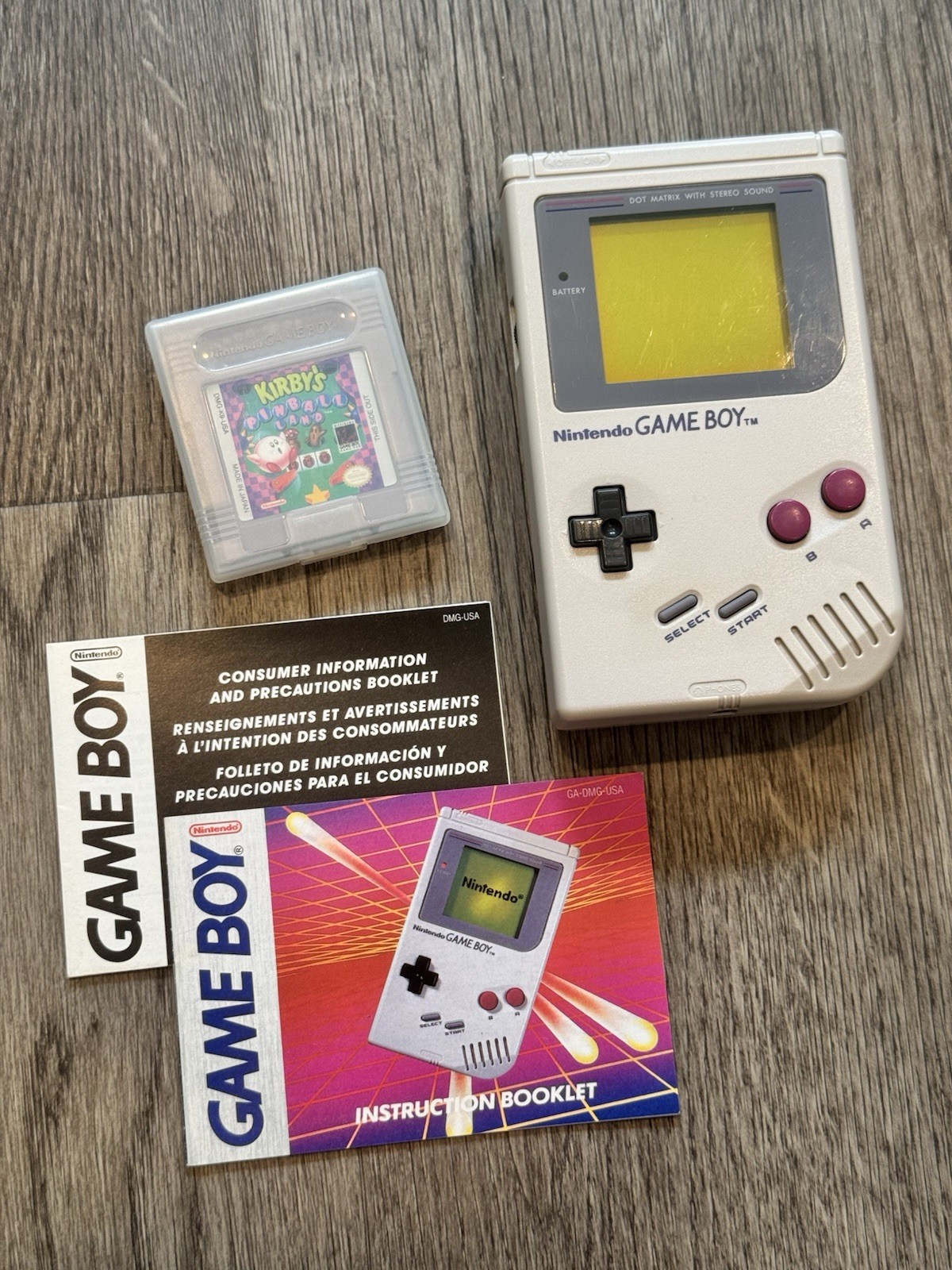 Nintendo Game Boy Original + Kirby’s Pinball Land Vintage 1989 TESTED WORKS