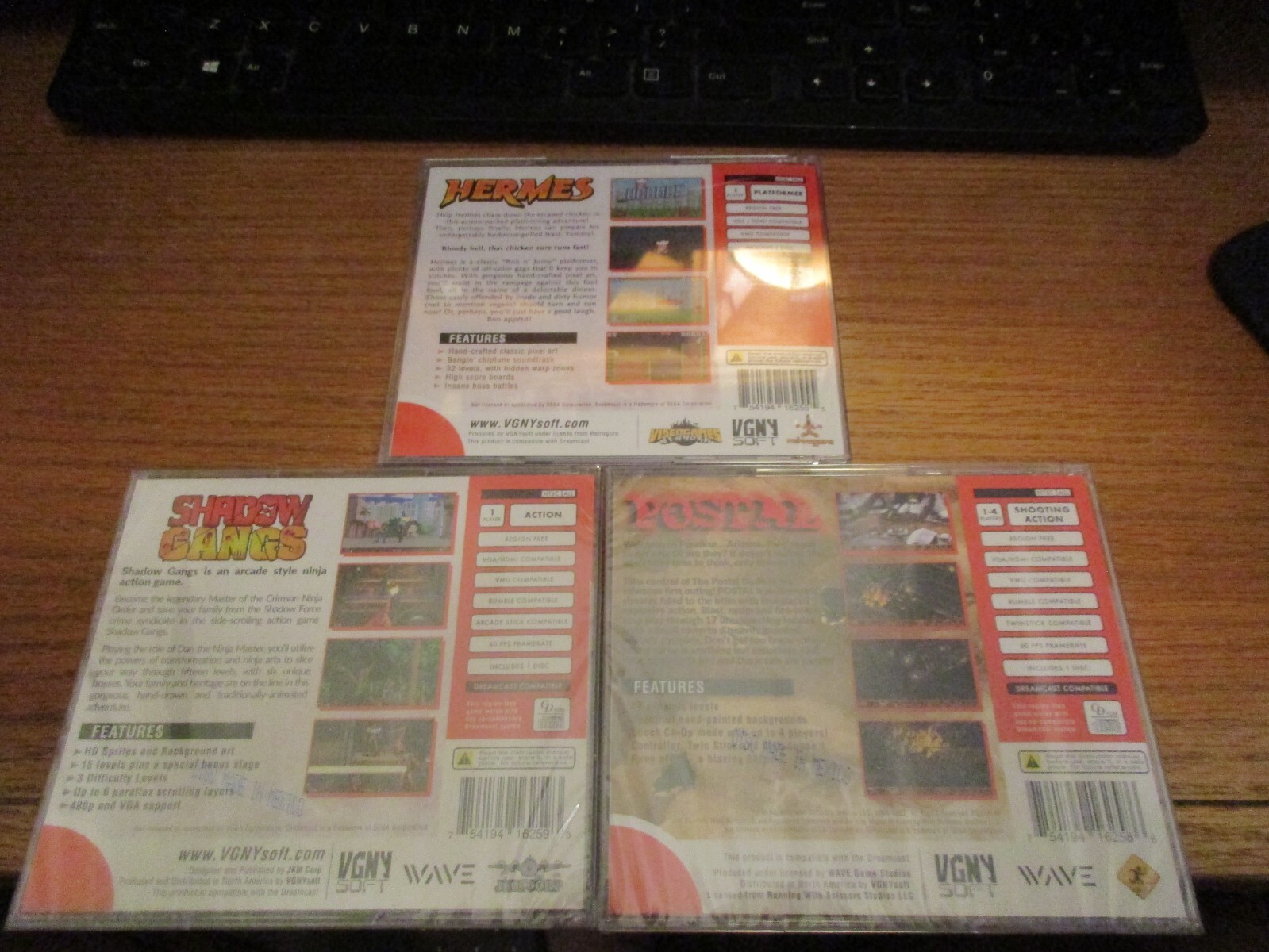 Hermes, Shadow Gangs, Postal Wave VGNY Soft Sega Dreamcast NEW SEALED