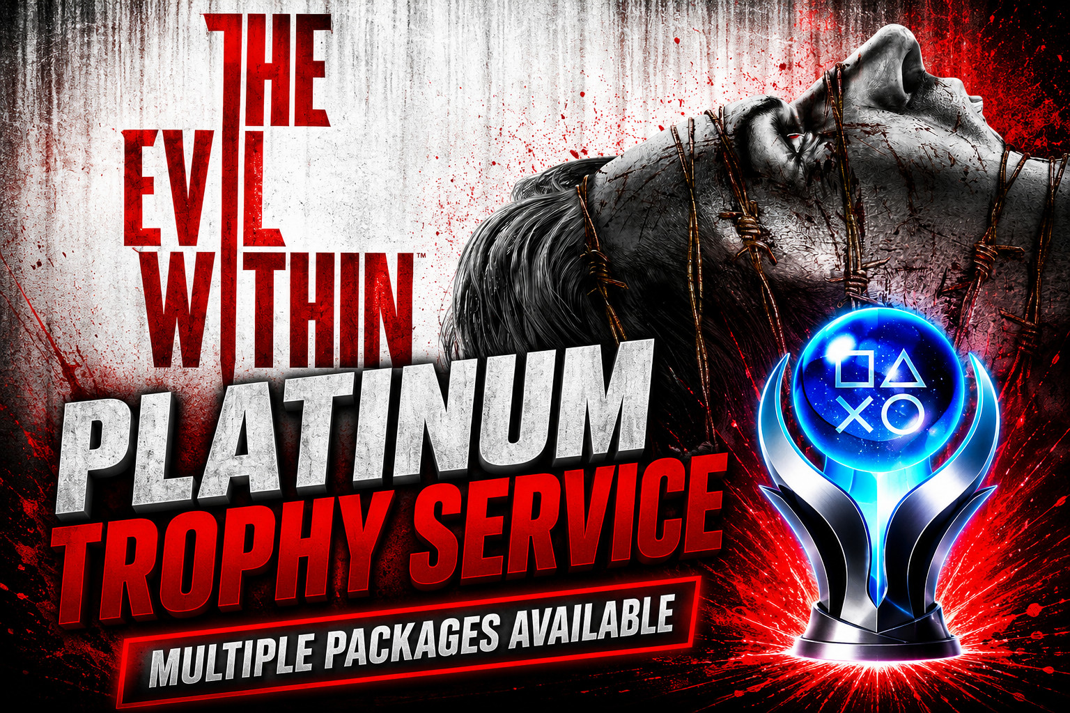 The Evil Within PS4 PS5 Platinum Trophy Service | 100% & DLC | Custom Orders