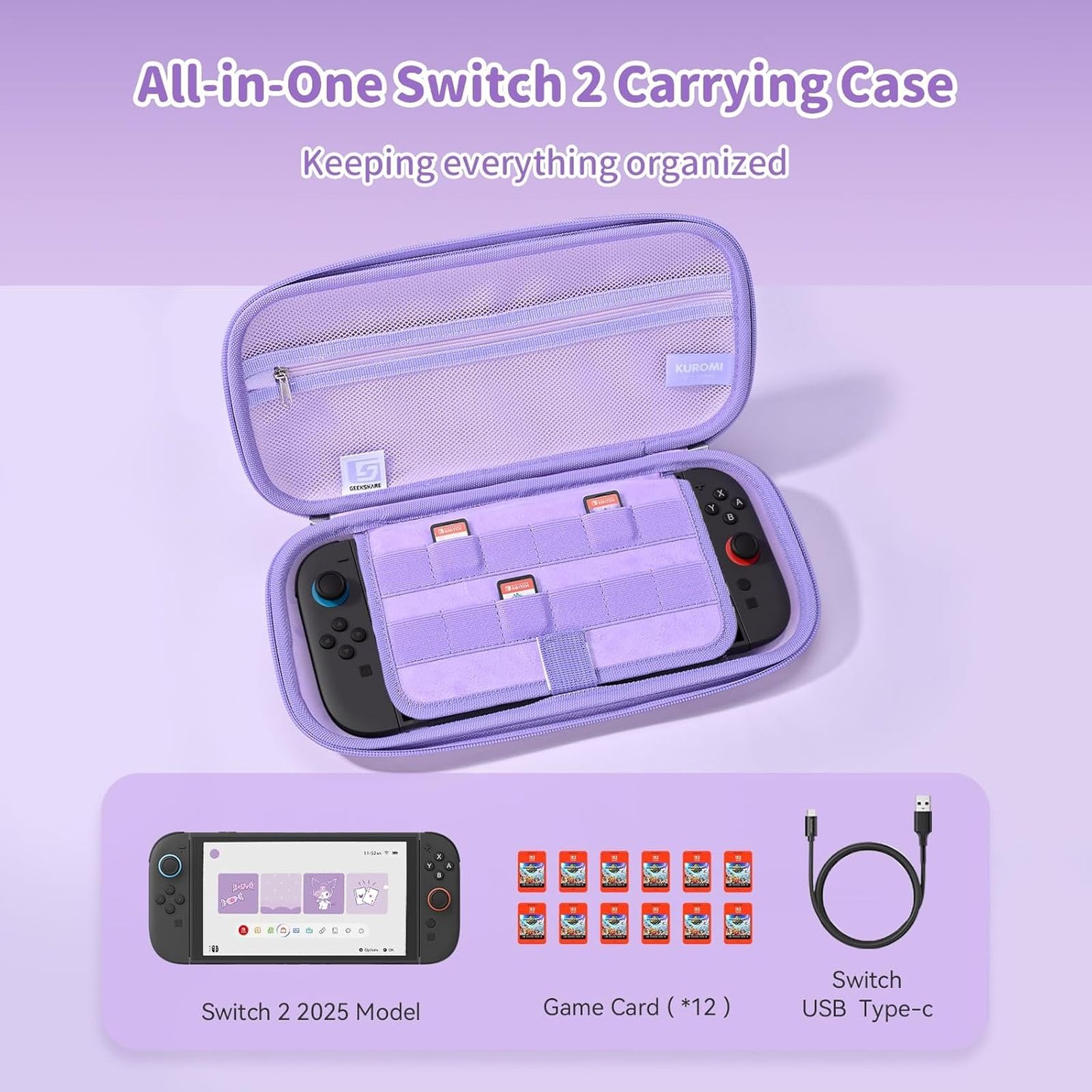GeekShare Carrying Case for Nintendo Switch 2(2025) Storage Bag Hard Shell PU