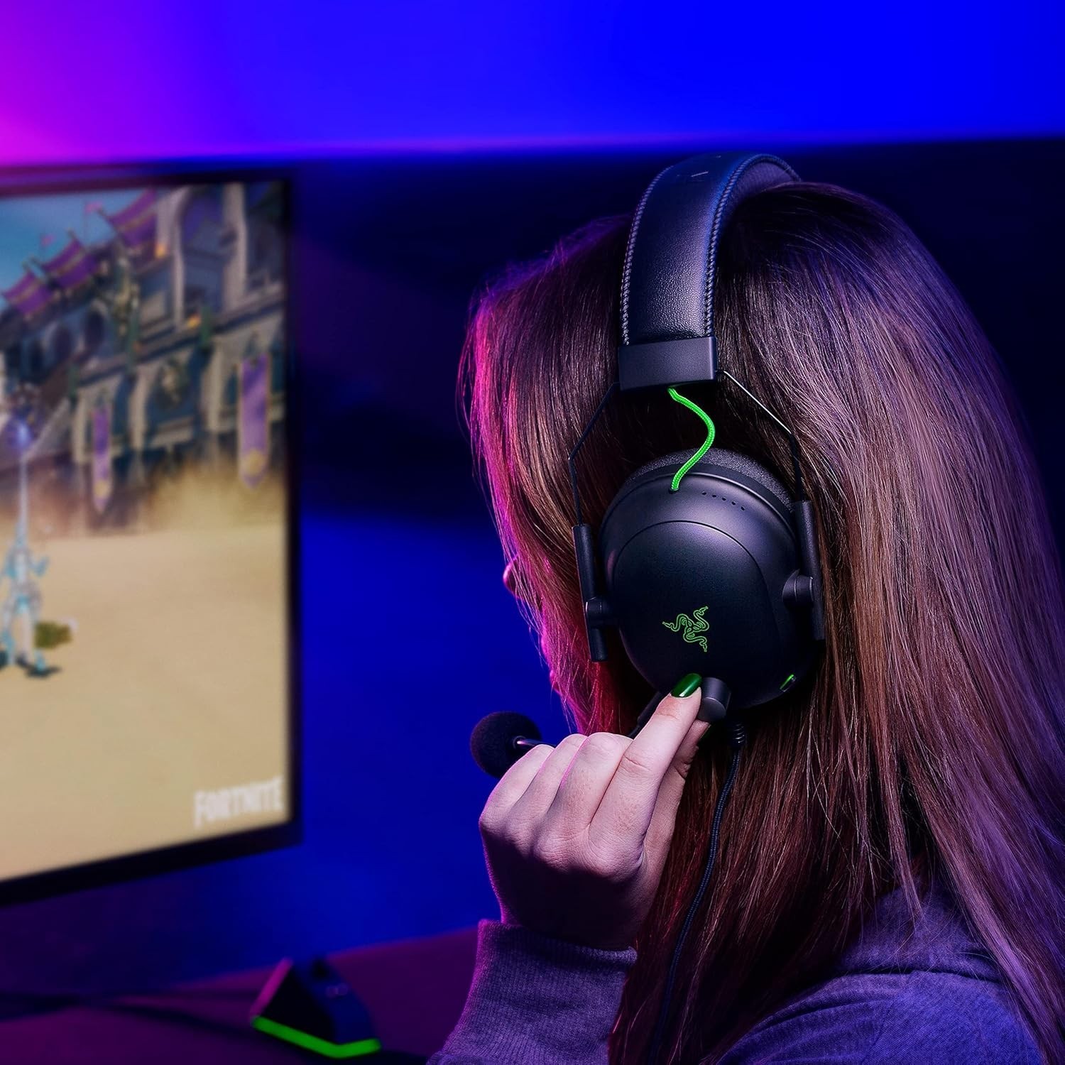 Razer – BlackShark V2 w/ usb Sound Card Wired 7.1 Spatial Surround Sound 50mm d