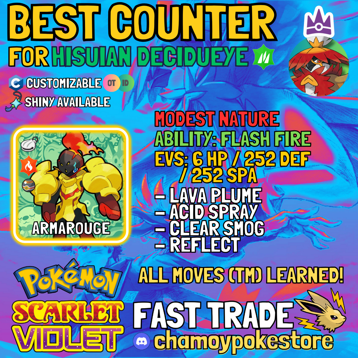 HISUIAN DECIDUEYE Tera Raid Counters ⚡ 6IV BUNDLE ⚡ Pokemon SCARLET and VIOLET