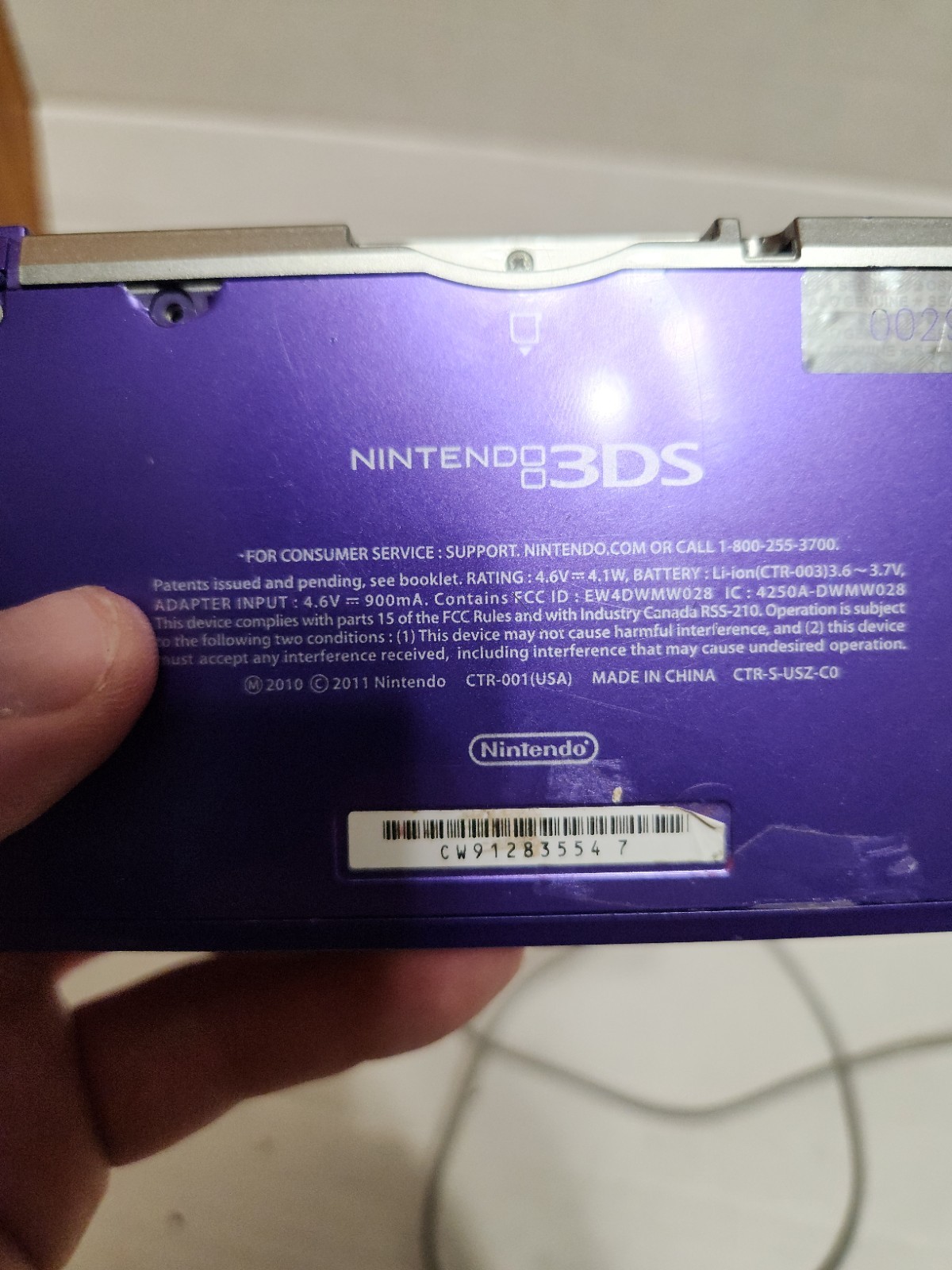 Nintendo 3DS Midnight Purple System CTR-001 Tested Working w/ Charger No Stylus