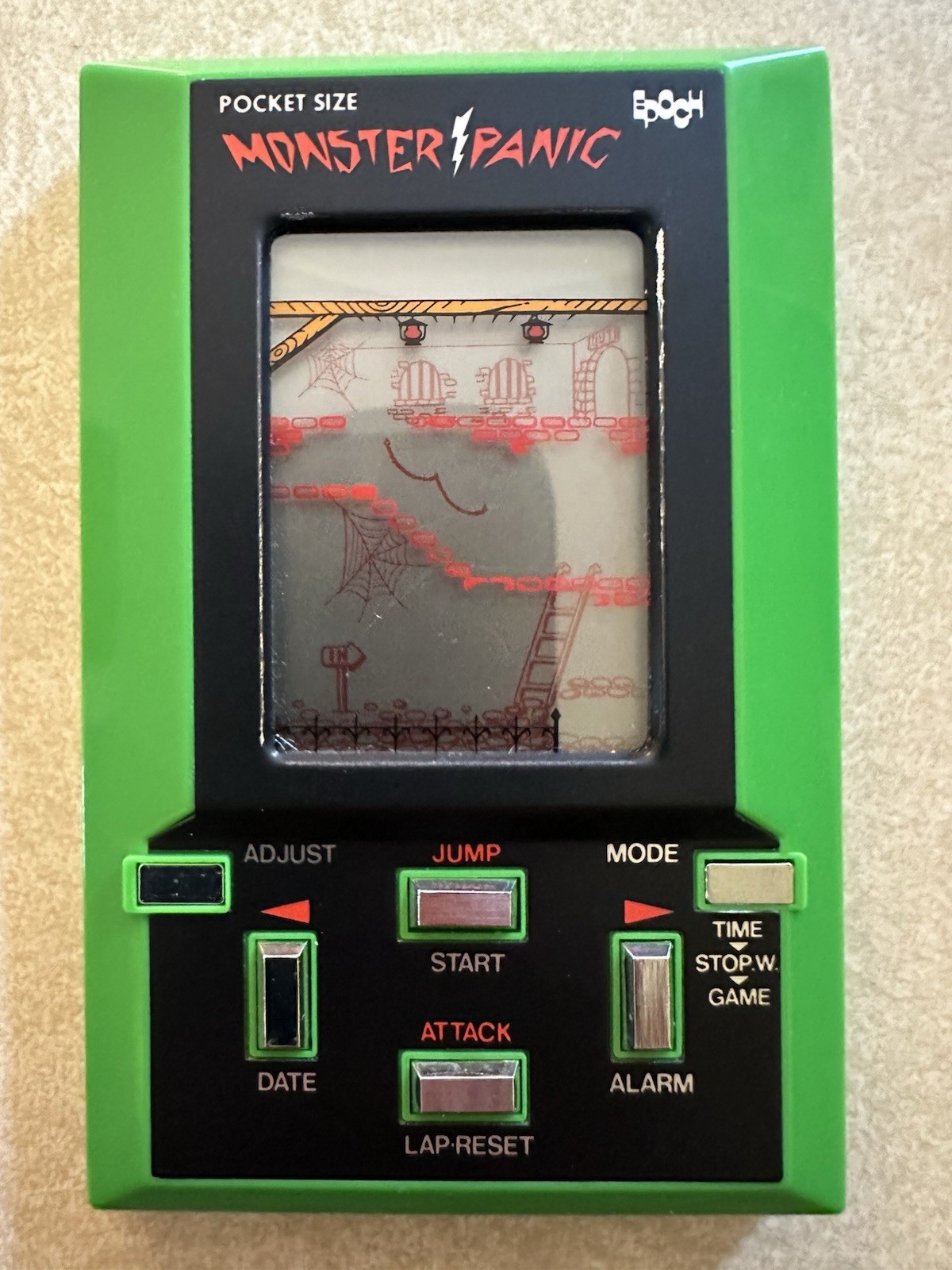 Pocket Size Monster Panic The Horror- FIlled Ation LCD Handheld Game 1981 Epoch