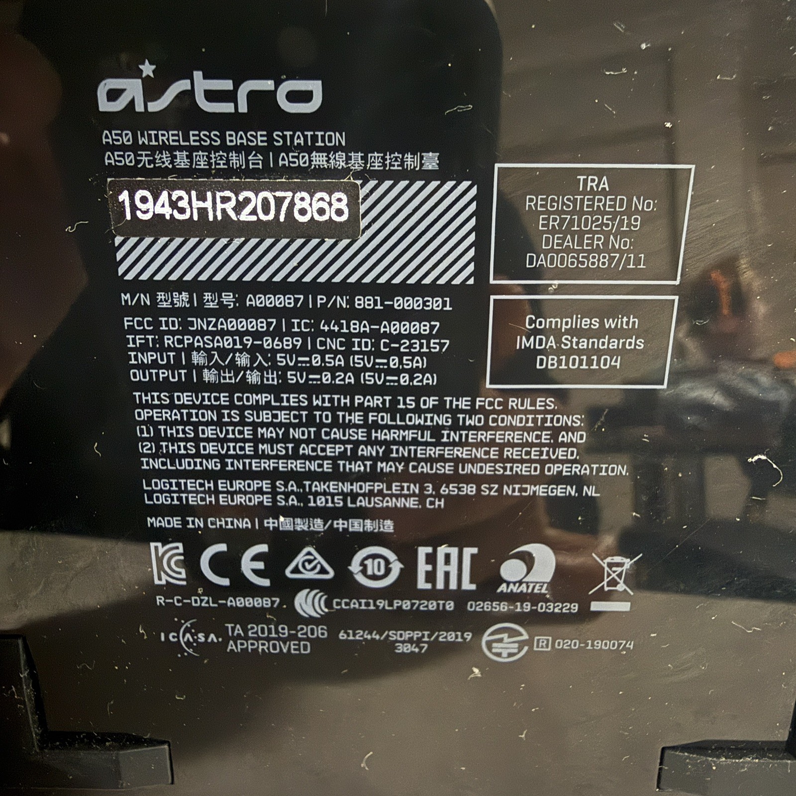 Astro A50 Gen 4 Wireless Gaming Headset + Base Station PS4 PC/Mac Black Tested