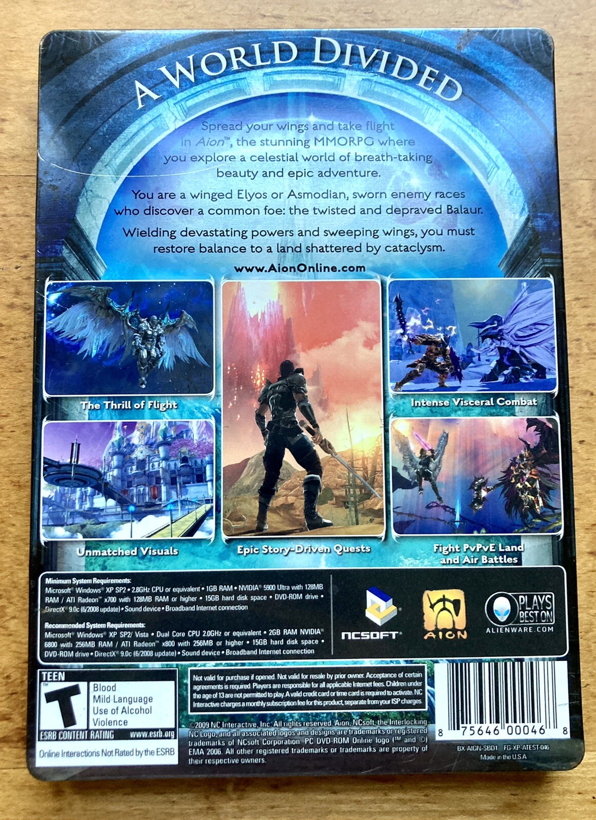 Aion (PC, 2009) Adventure Fantasy PC Video Game 2-Disc Set Rated T Good
