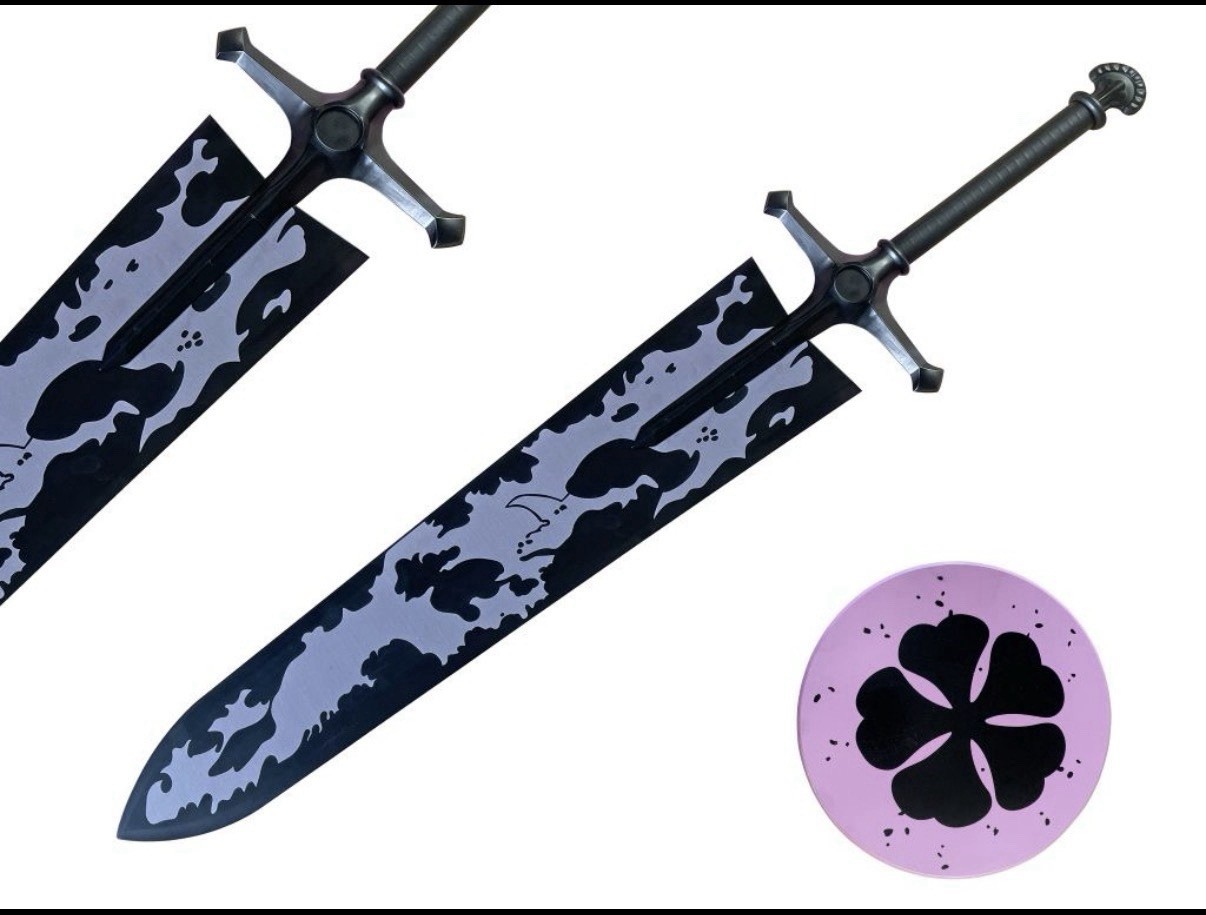 Black Clover Asta Demon Slayer Sword Cosplay Full Metal 52“With Wood Plaque