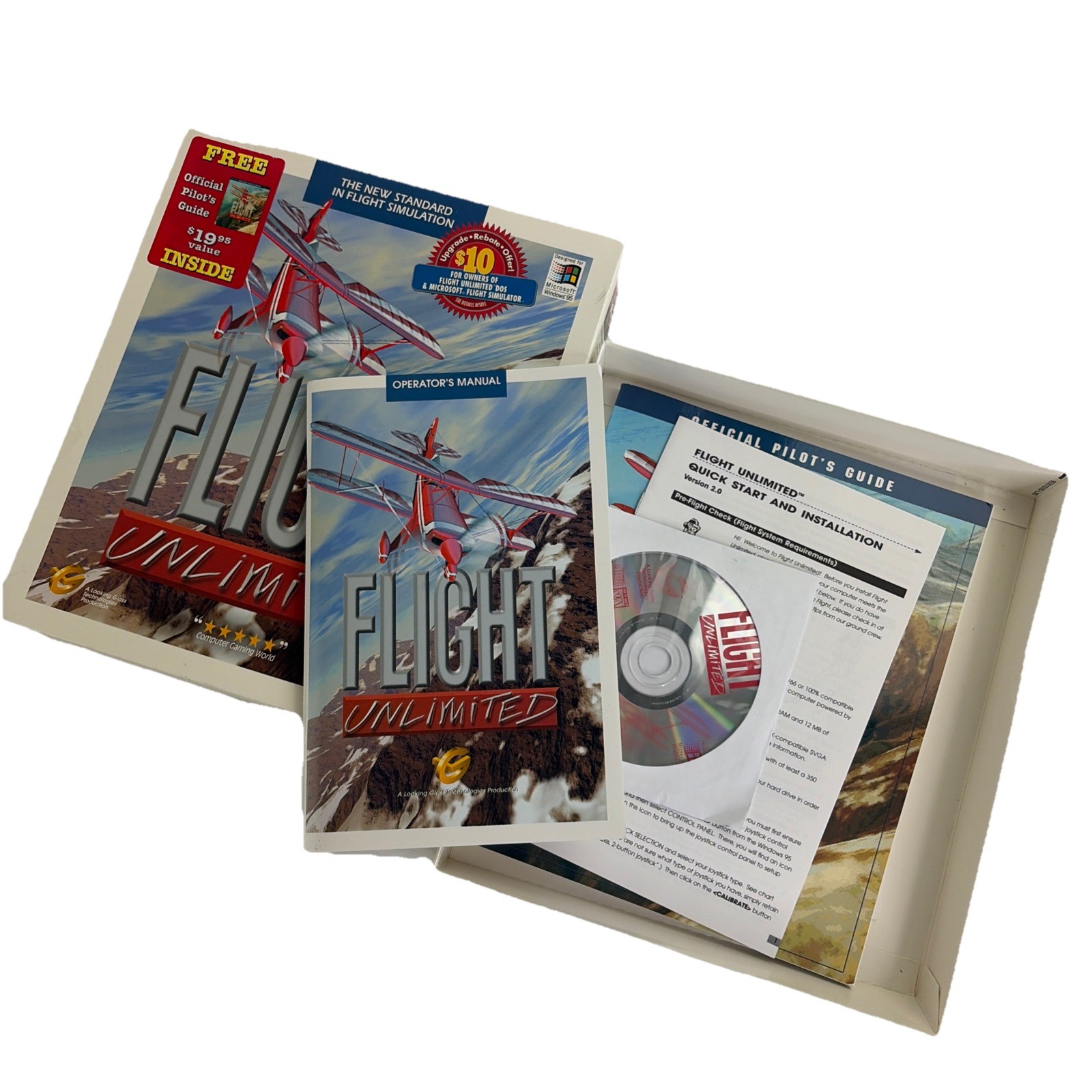Flight Unlimited Simulation PC CD-ROM Windows 95 Looking Glass 1996 COMPLETE
