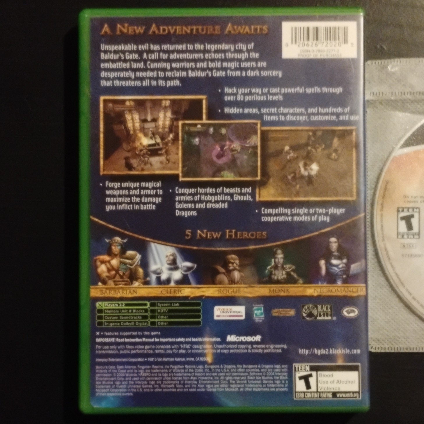 Baldur’s Gate: Dark Alliance 1 & 2 Xbox Dungeon Crawler/Hack-and-Slash Games Lot
