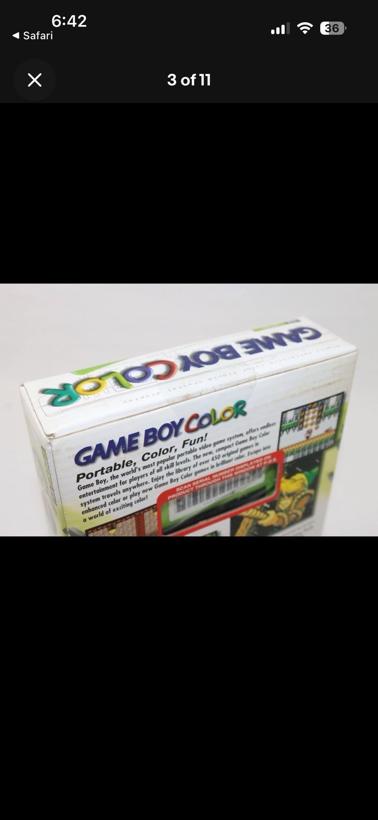 Nintendo Game Boy Color Kiwi Handheld System Full Color Screen Infrared Port