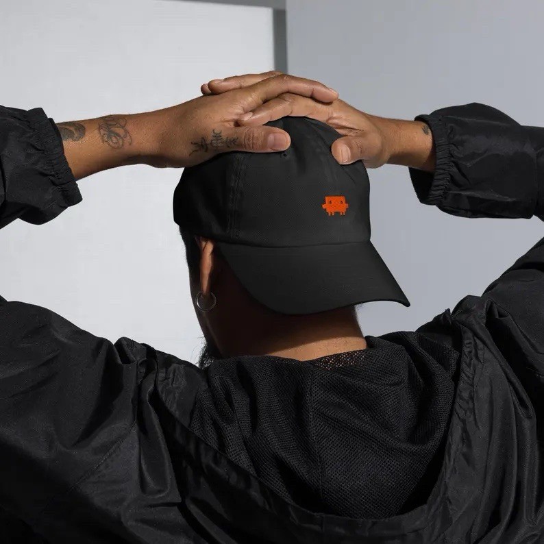Space Invaders Space Invader Embroidered Orange Dad Hat Baseball Cap