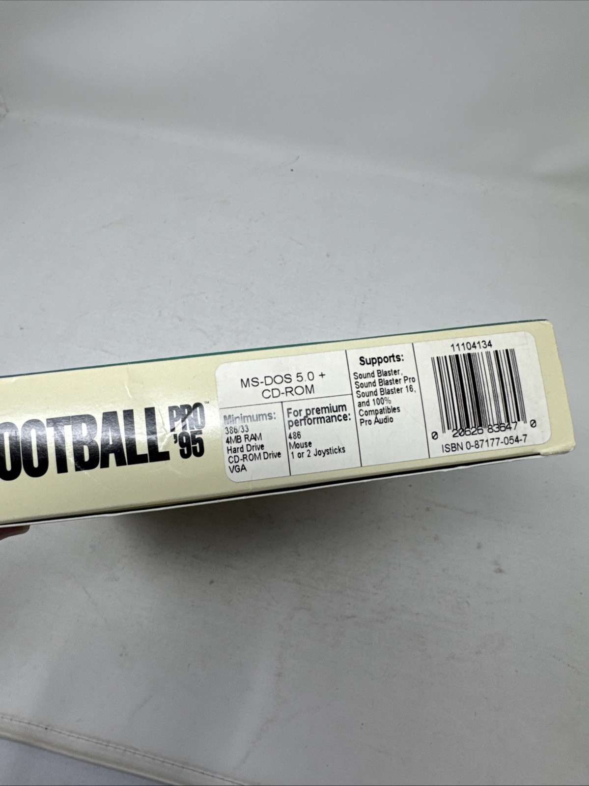 Front Page Sports Football Pro 95 Hits The Gridiron PC CD-Rom 1995 BIG BOX