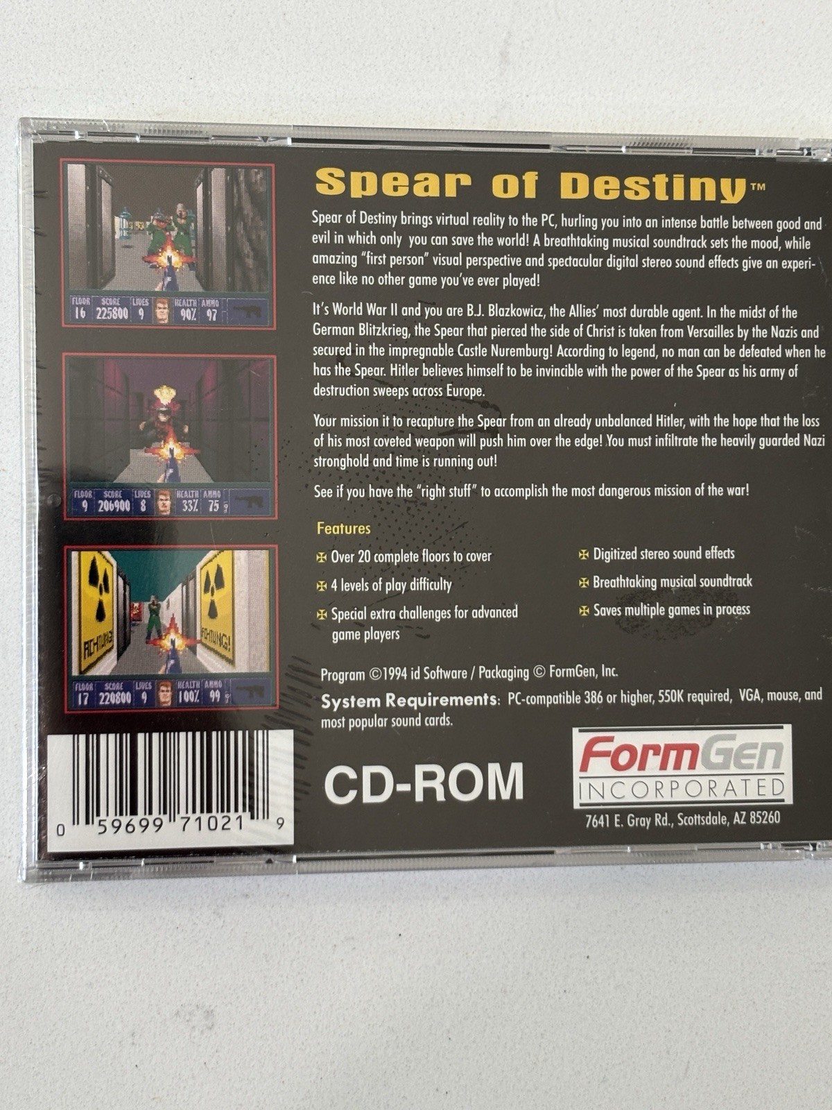 Spear of Destiny PC Game Wolfenstein 3d Full Version Disc And Jewel Case NEW !