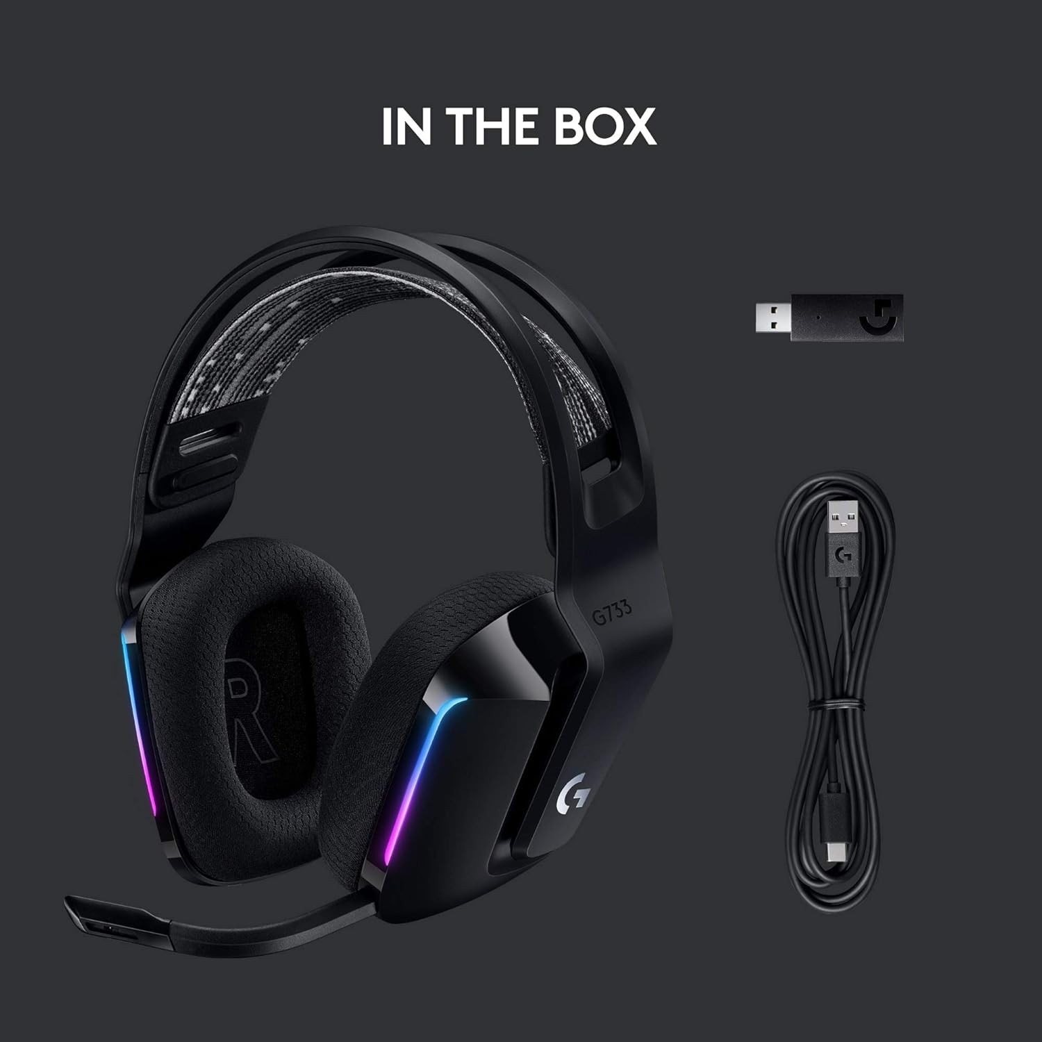Logitech G733 Lightspeed Gaming Headset Black Wireless Over Ear Sound Isolation