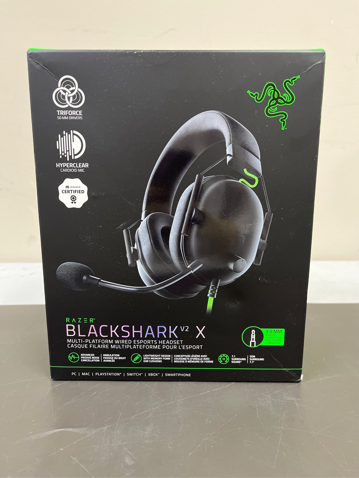 BlackShark V2 X Headset Razer TriForce 50mm Drivers Standard breathable memory f