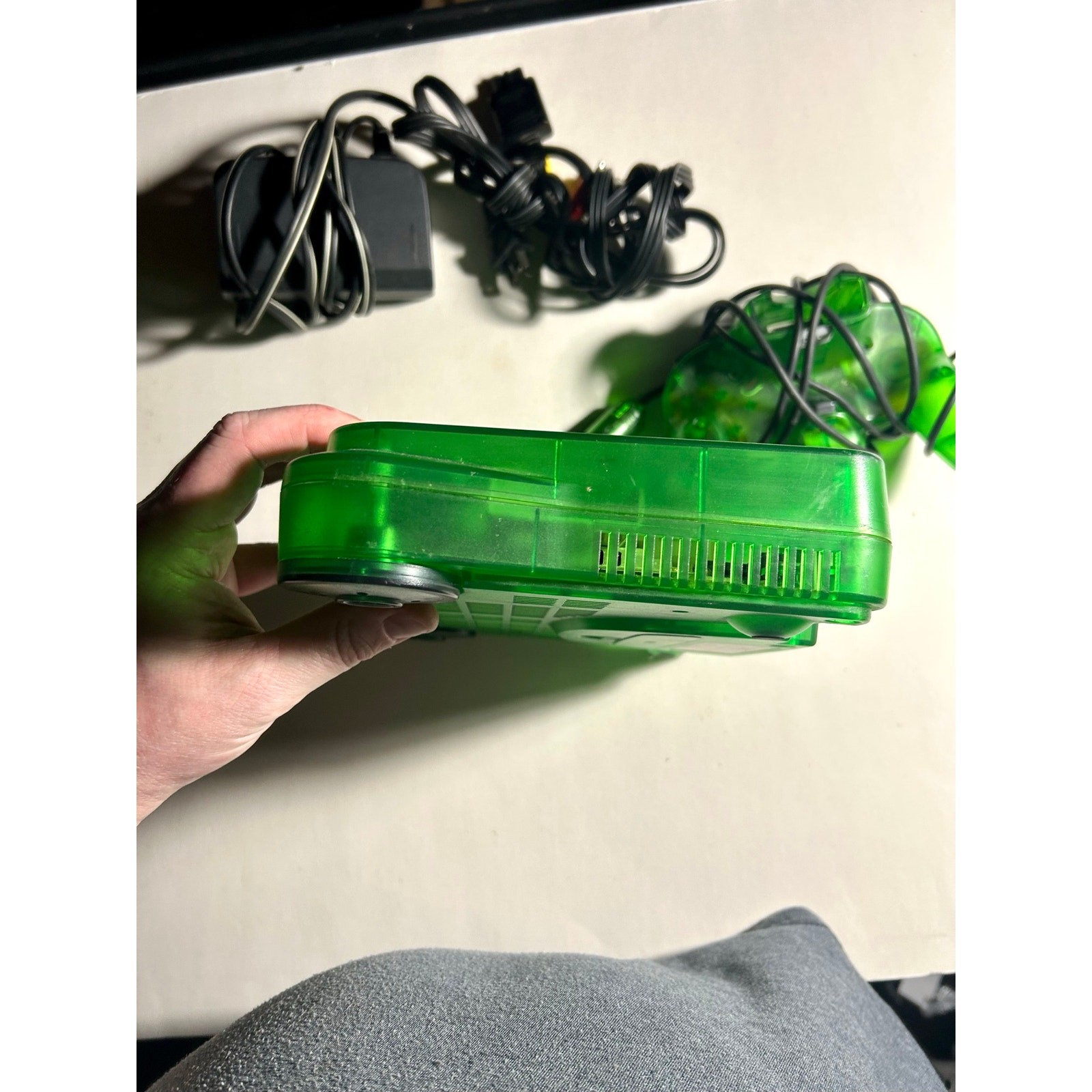 Jungle Green Nintendo 64 N64 console w expansion, hook ups & controller🔥Nice!