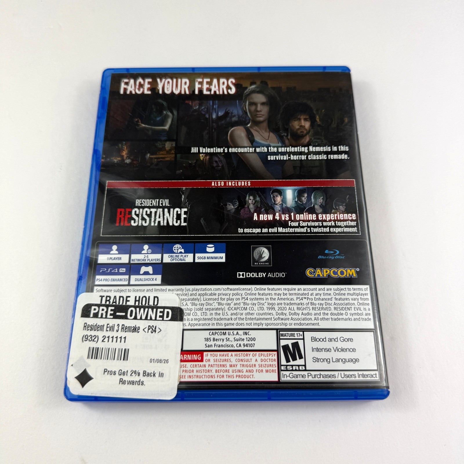 Resident Evil 3 Remake Game for Sony PlayStation 4 PS4 Good Works Free Shipping!
