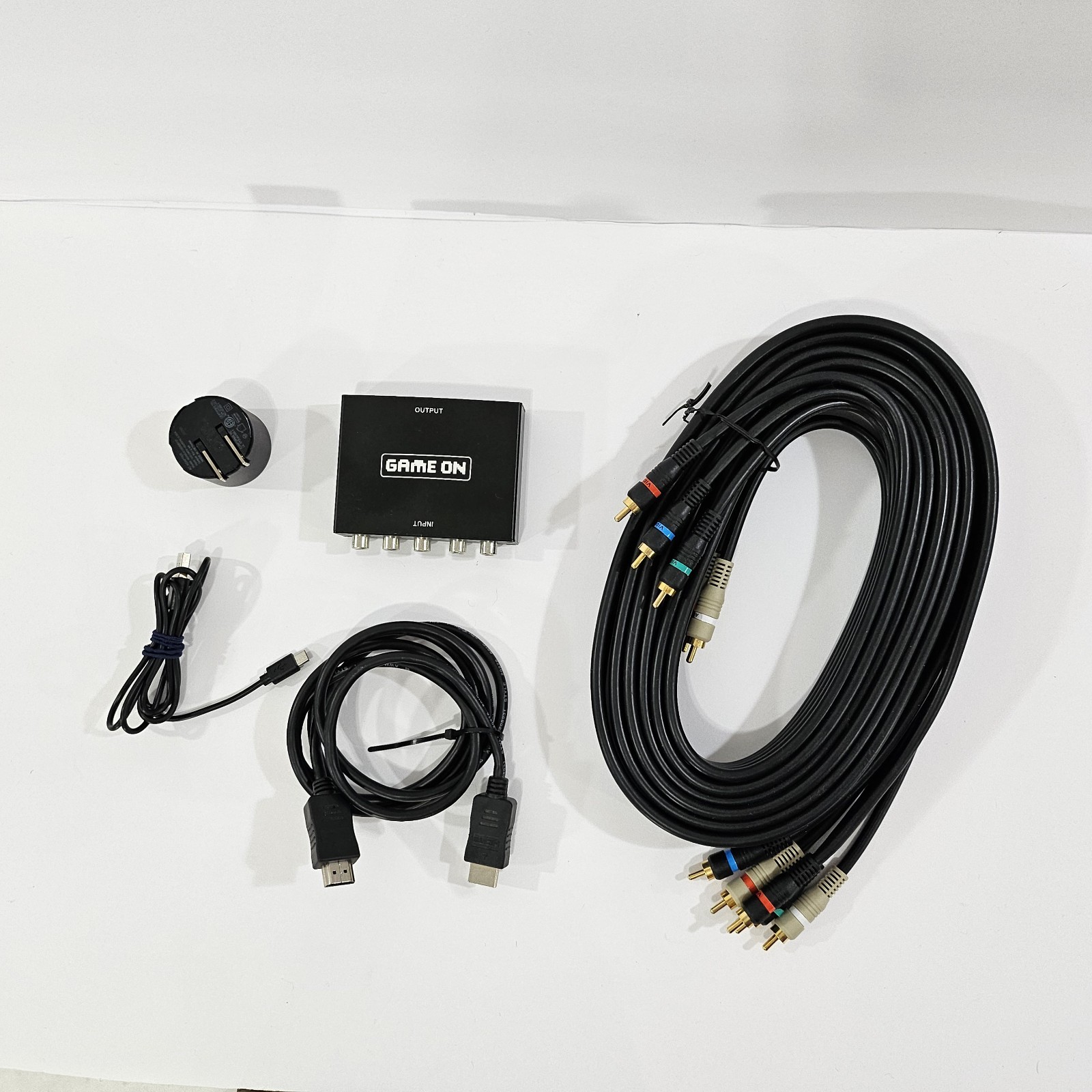 Game On Component to HDMI Converter + RCA Cables Lot Retro Gaming PS2 Wii Xbox