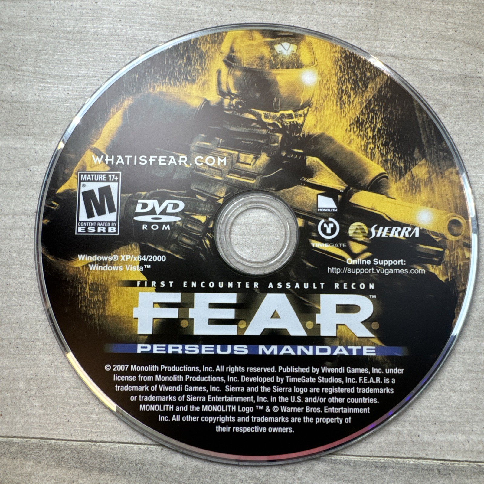 FEAR First Encounter Assault Recon PC DVD ROM Box Manual & Perseus Mandate READ*