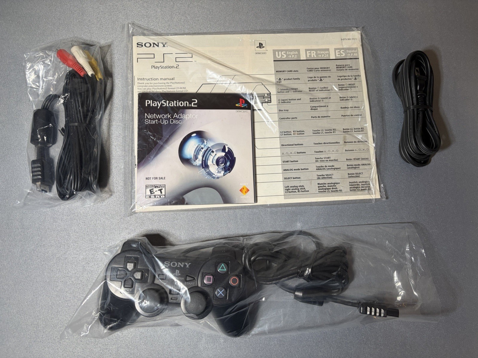 Sony PlayStation 2 PS2 Combo Pack Network Adapter Black Console Runs Great VG