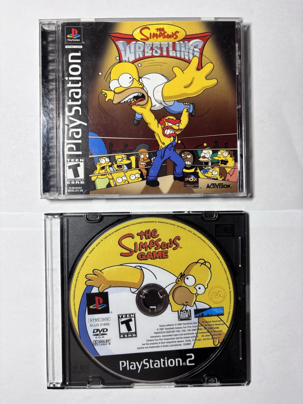 The Simpsons Wrestling PS1 CIB + The Simpsons Game PS2 Tested Working Lot